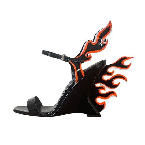 prada flame heels|prada flame wedge shoes.